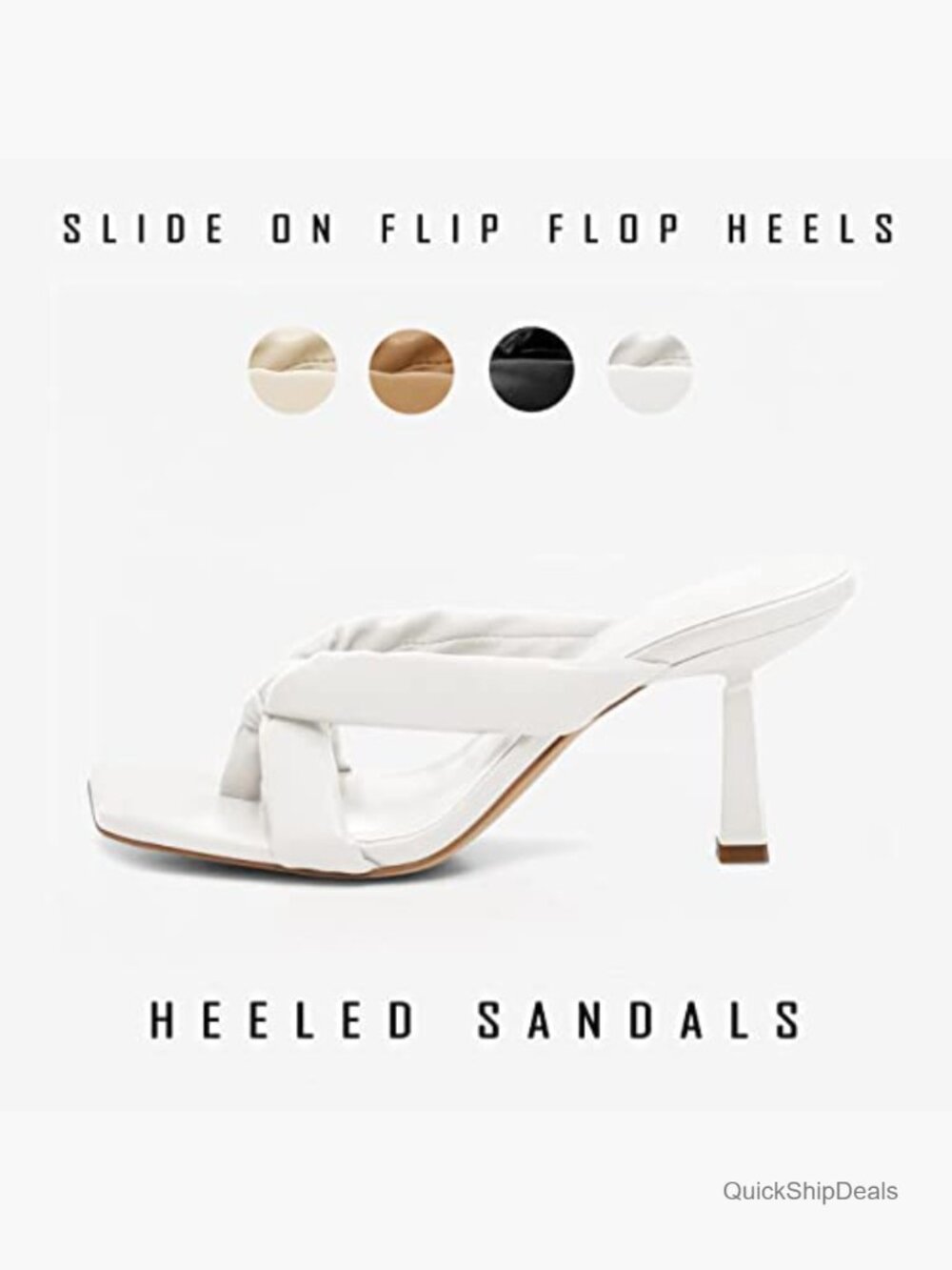Square Toe Thong Heels Mules Kitten Heel Sandals Slip On - Picture 2 of 7